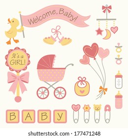 Vector Set of Baby Girl Icons