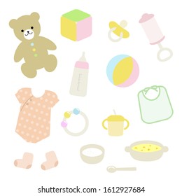Vector set of baby goods