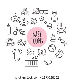 Vector set of baby icons. Flat style signs