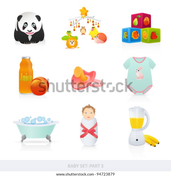 Vector Set Baby Icons Newborn Isolated Stock Vector Royalty Free 94723879