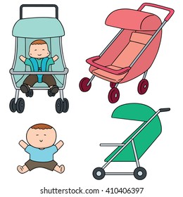 vector set of baby stroller