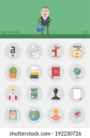 Vector set / Back to school / teacher 16 style icons