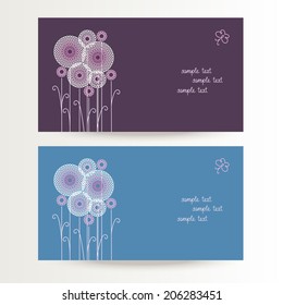 Vector set of background with flowers. Template for visiting, business, calling cards. Banners for print, web