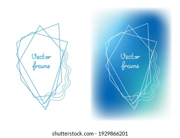 Vector set of background and frame template with place for text in simple modern abstract style. Abstract sea waves. Hand drawn line wedding invitations or greeting cards, social media wallpaper.