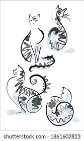 vector  Set background with the image of cats for logo design