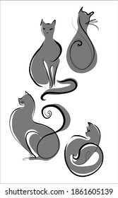 vector  Set background with the image of cats for logo design