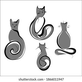 vector Set background with the image of cats for logo design