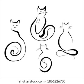 vector Set background with the image of cats for logo design