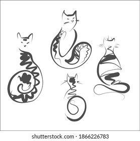 vector Set background with the image of cats for logo design