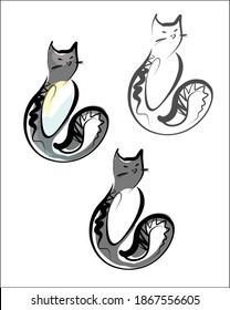 vector Set background with the image of cats for logo design