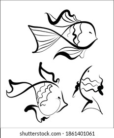 vector Set background with the image of fish for logo design