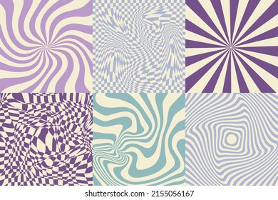 Vector set of background with optical illusion . Creative artwork. Template for card, poster, banner, print for t-shirt, pin, badge, patch.