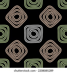 Vector set background. Square geometry group batik graphic. Hand drawn round doodle painting. Design pattern illustration. Seamless. Art backdrop vector concept. Autumn color