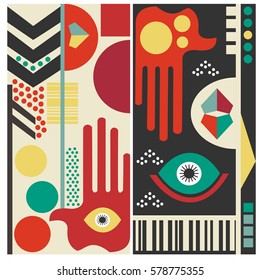 Vector set. Background in the style of the 80s. Retro.