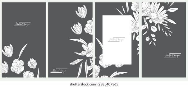 Vector set. Background template with copy space for text and images. Abstract coloured shapes, line arts , floral and leaves, warm color of the earth tone