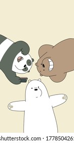 Vector set. background three cute bear