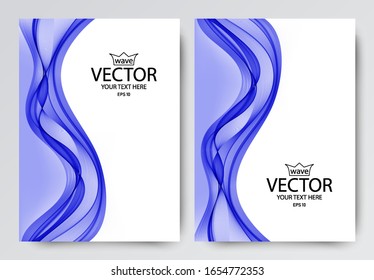 Vector set of backgrounds with blue vertical waves. Cover layout for a brochure, book, or project.