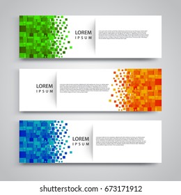 Vector Set of backgrounds with colorful square pattern Design. design template for, voucher, Posters, Flyers and Banner Designs. Vector illustration.