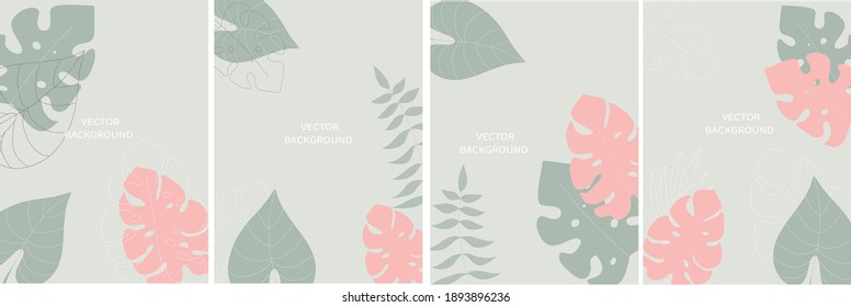 Vector set of backgrounds with copy space for text - summer backgrounds for banner, greeting card, poster and advertising