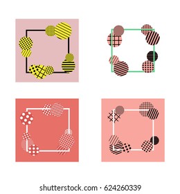 a vector set of backgrounds with frames and decorative patterned balls; great as a template for flyers and sales banners; as a photo frame; as a modern design concept to place texts, quotes and logos