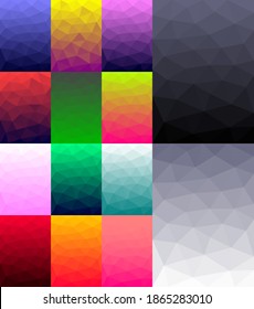 Vector set of backgrounds in low poly style