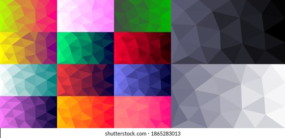 Vector set of backgrounds in low poly style