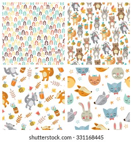 vector set backgrounds seamless with animals. can be used for wallpapers, pattern fills, web page backgrounds, surface textures.