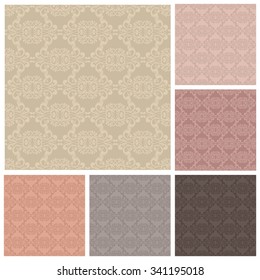 Vector set of backgrounds with seamless ornament