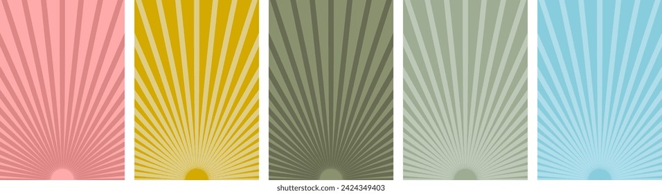 Vector set backgrounds with two-colored rays - Symmetrical lines - Design elements as template for poster, flyer poster