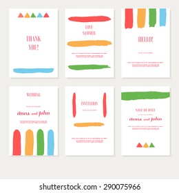Vector Set backgrounds with Watercolor Colored Element for your Design. A Collection of Colorful Banners with Colorful Elements. Backdrop for your design Save of Date, Thank you, Hello and etc