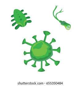 vector set bacteria and virus flat illustration