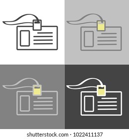 Vector set of badge icon. Identification card of a person. Business Forum. Corporate Culture. Vector icon on white-grey-black color 