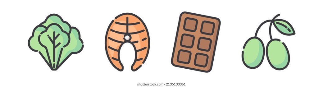 Vector set of badges and icons for natural and health products. Collection symbol of healthy eating and various of keto dieting. Vector illustration