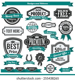 Vector set of badges labels and ribbons sticker 