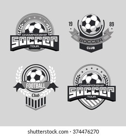 vector Set Badges logos red for football teams and tournaments, championships soccer. isolated on white Background