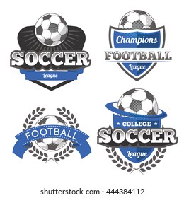 vector Set Badges logos red for football teams and tournaments, championships soccer. isolated on white Background. soccer club emblem template logo