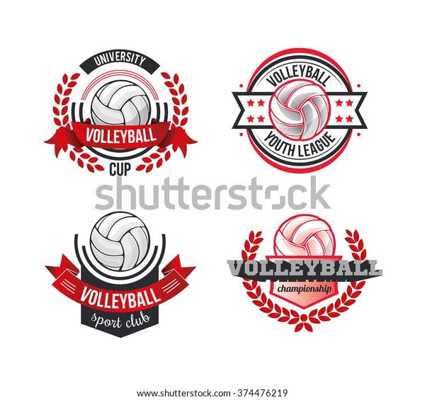 Vector Set Badges Logos Volleyball Teams Stock Vector (Royalty Free ...