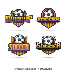 vector Set Badges team logos football teams and tournaments, championships soccer winner. isolated on white Background