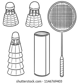 vector set of badminton equipment