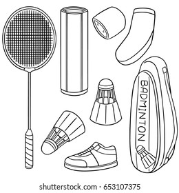 vector set of badminton equipment