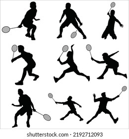 Vector Set Badminton Players Silhouettes Illustration Stock Vector ...