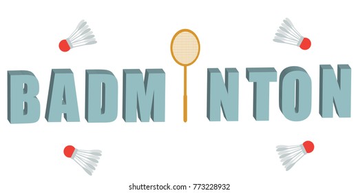 Vector set of badminton racket and shuttles