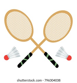 Vector set of badminton rackets and shuttles