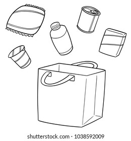 vector set of bag, beverage and snack