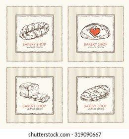 Vector set. Bakery backgrounds, hand drawn 