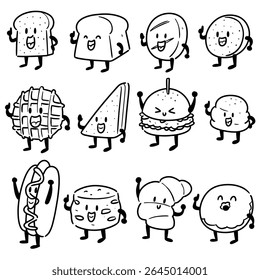 vector set of bakery cartoon