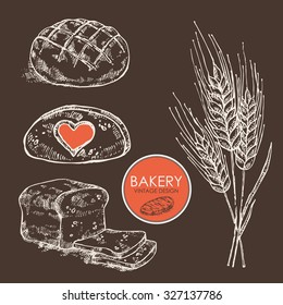 Vector set. Bakery , hand drawn 
