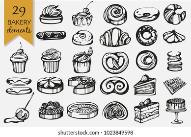 Vector set with bakery products