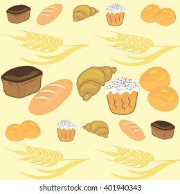 Vector Set of Bakery Products. Pattern of Bakery Products. 