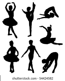 Vector set of ballerina silhouettes